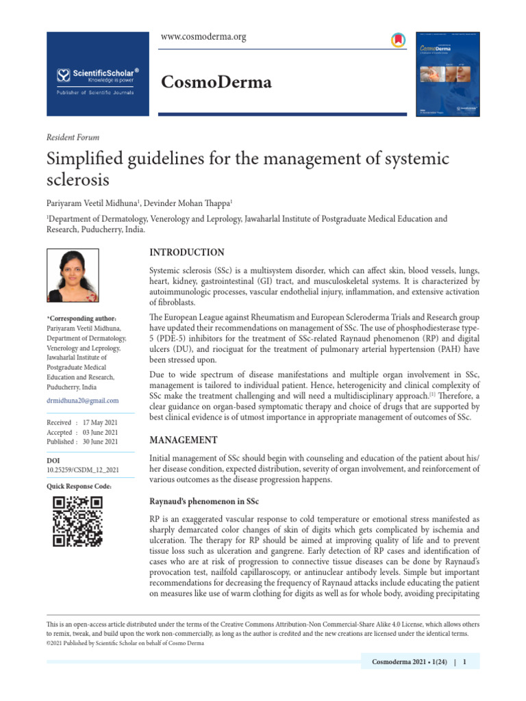 Simplified Guidelines For The Management of Systemic Sclerosis | PDF ...