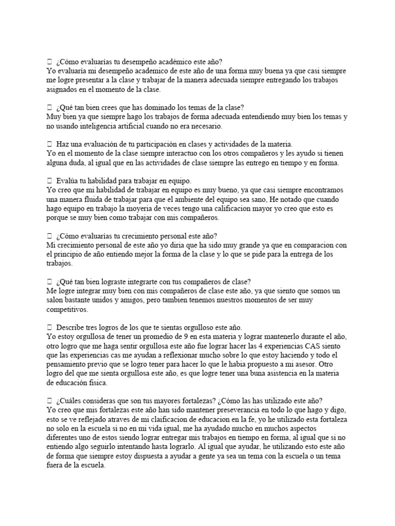 Evaluación Académica y Crecimiento Personal | PDF