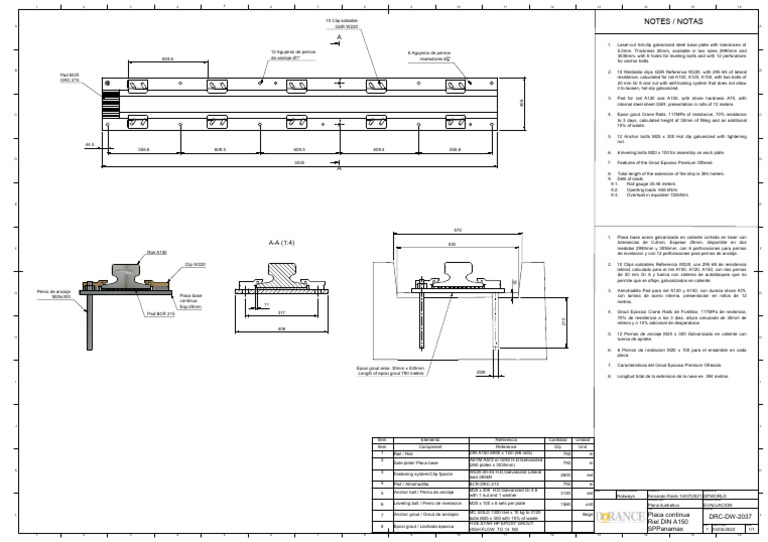 Placa Base Continua Dibujo DIN150 v4 DPWorld | PDF | Rieles ...