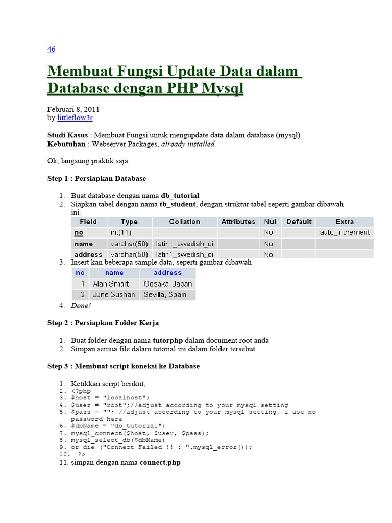 Fungsi Update Data dengan PHP MySQL | PDF