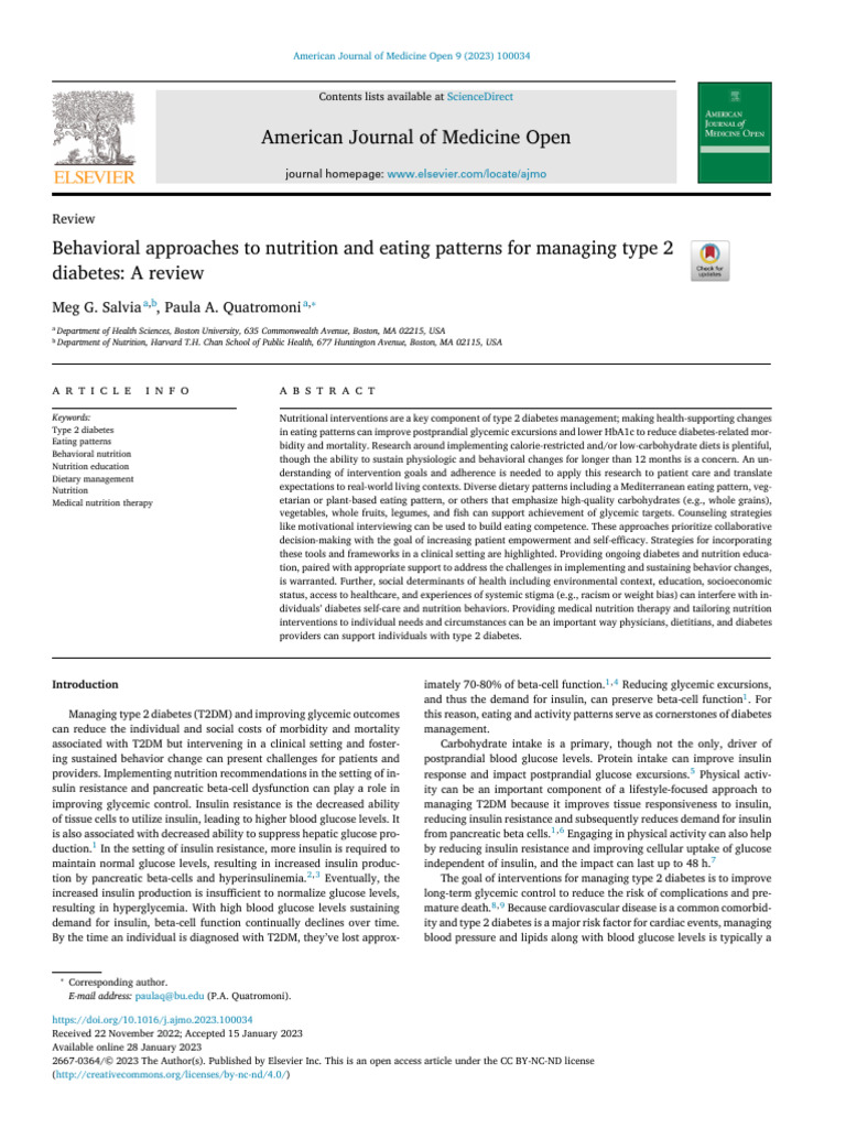 Behavioral Approaches To Nutrition and Eating Patterns For Managing ...
