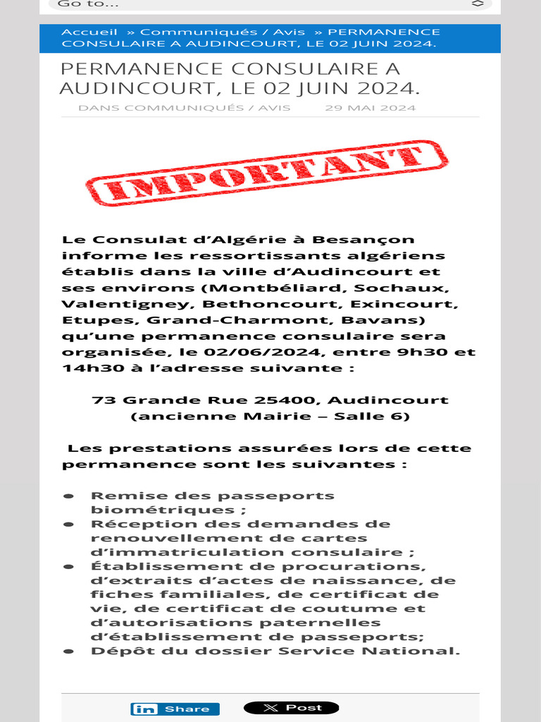 Permanence consulaire à Audincourt | PDF