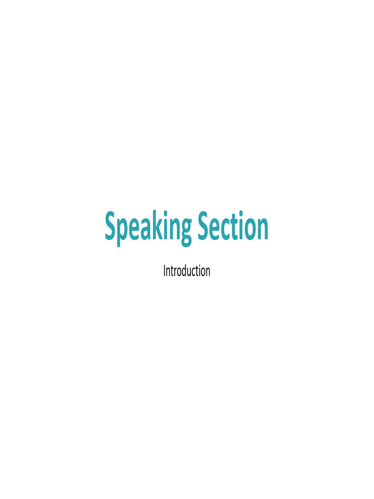 Speaking Section Introduction Pdf Lecture Information