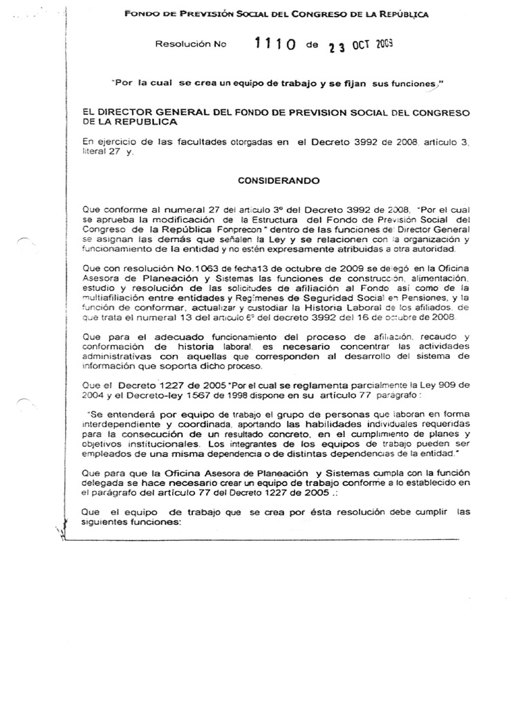 Resolucion 1110 Del 23 de Octubre de 2009 | PDF