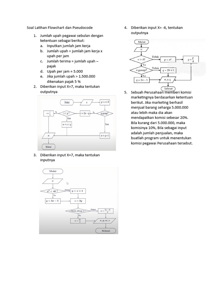 Soal Latihan Flowchart Dan Pseudocode | PDF