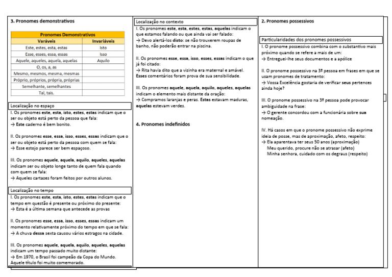 Estudo Dos Pronomes - 1EM | PDF | Pronome | Mecânica da linguagem