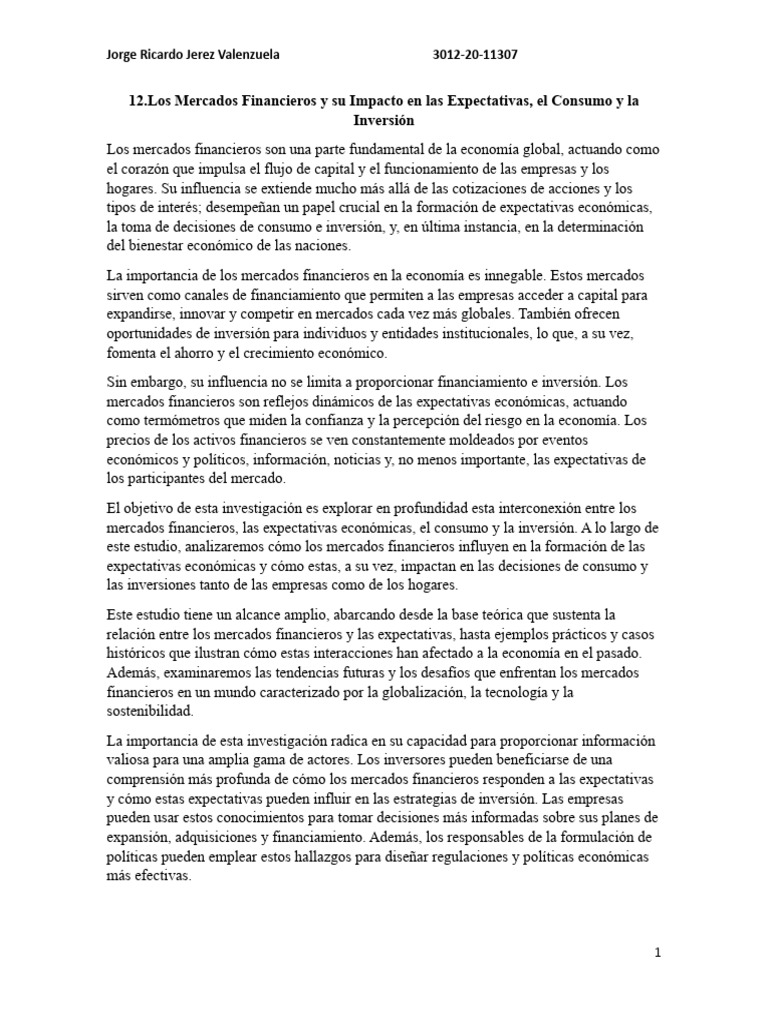 Impacto de los Mercados Financieros en la Economía | PDF | La política ...