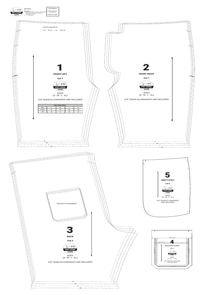 Men's Shorts Sewing Pattern Guide | PDF | Seam (Sewing) | Clothing