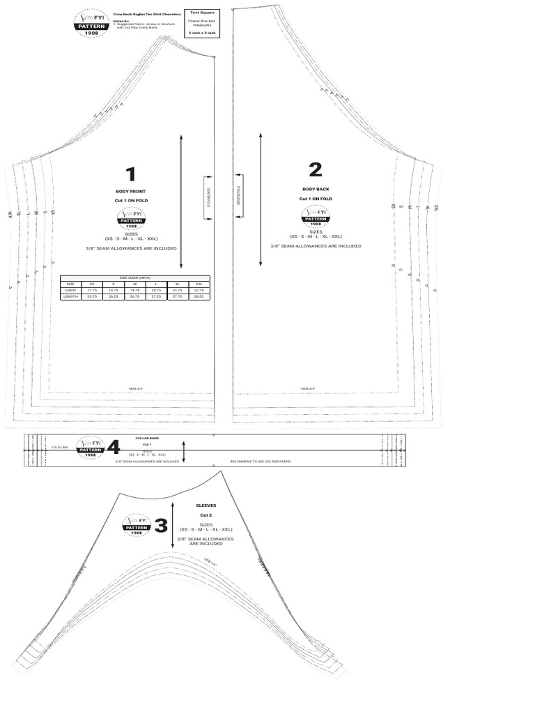 Sleeveless Raglan Tee Pattern Guide | PDF | Softlines (Retail) | Clothing