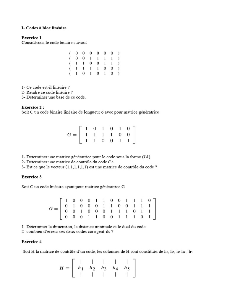 Codes Linéaires et Reed-Solomon | PDF | Algorithmes | Mathématiques ...