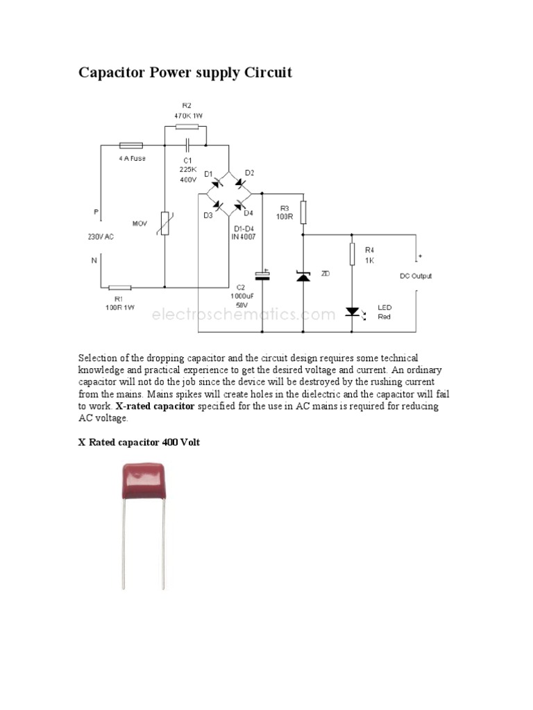Capacitor Power Supply Design Guide | PDF | Rectifier | Capacitor