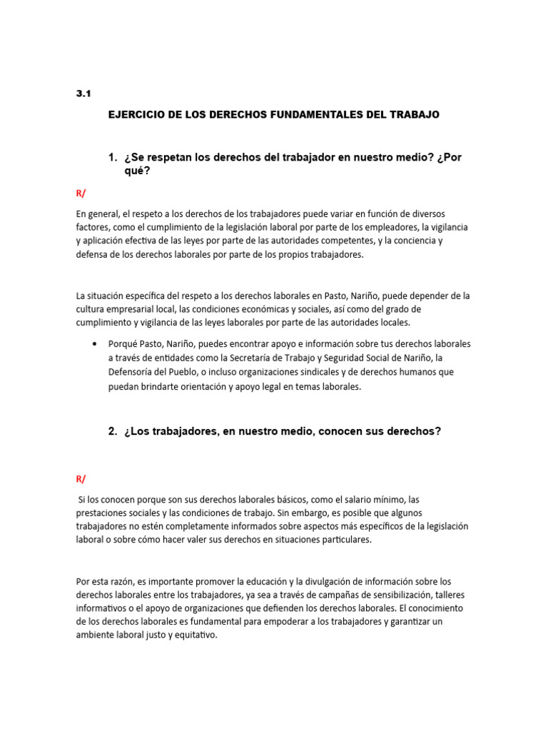 Derechos Funadamentales Del Trabajo | PDF | Derecho laboral | Estado ...
