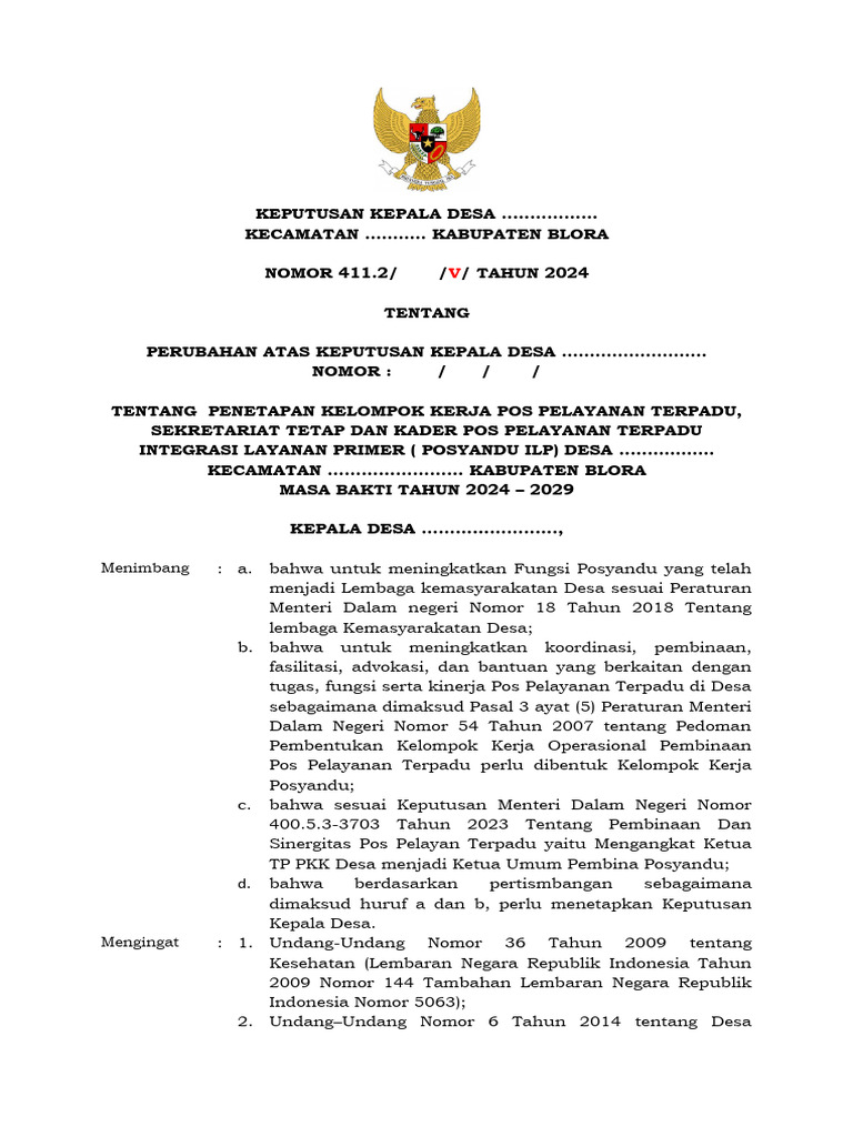 Draft SK POSYANDU ILP FIX | PDF