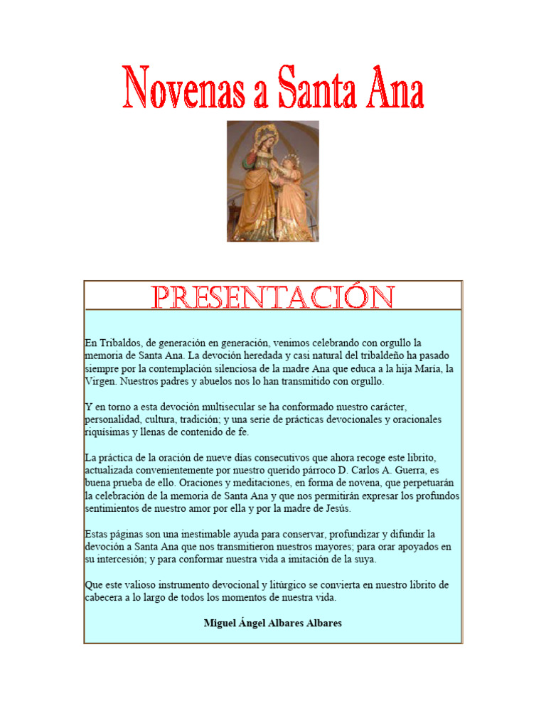 Novena a Santa Ana: Oraciones y Reflexiones | PDF | María, madre de ...