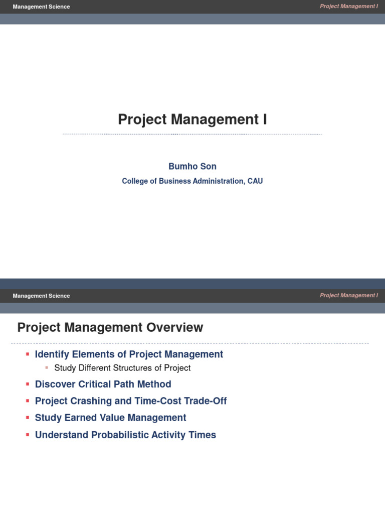 Project Management I | PDF | Project Management | Return On Investment