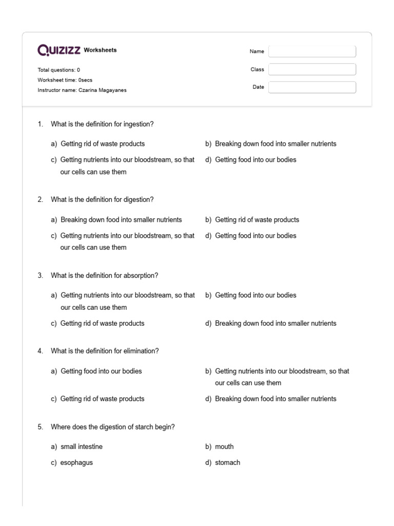 Digestive system 3rd grade quiz quizizz vrogue co