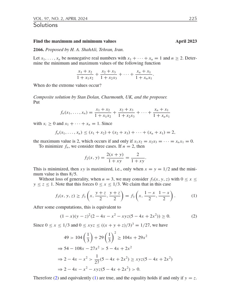 Maximum and Minimum Values of Functions | PDF | Vertex (Graph Theory ...