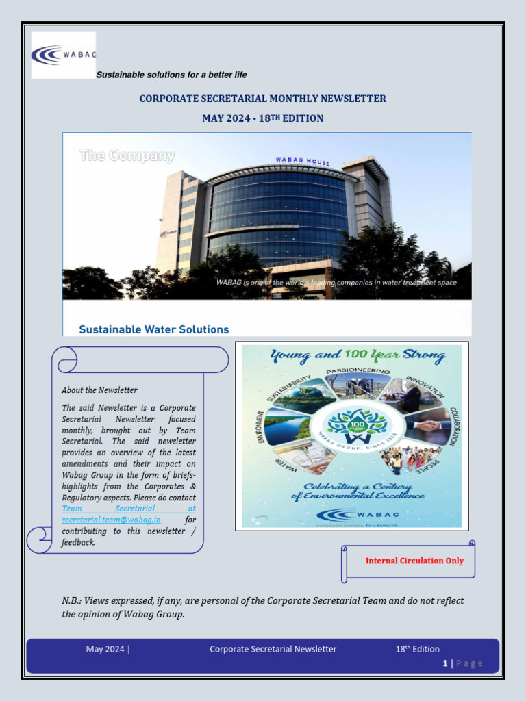 Corporate Secretarial Newsletter May 2024 | PDF | Securities (Finance ...