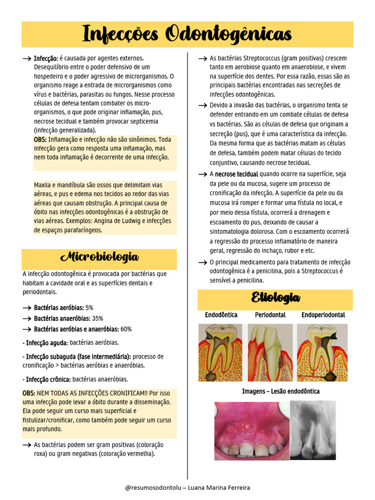 Resumo - Infecções Odontogênicas | PDF | Infecção | Inflamação