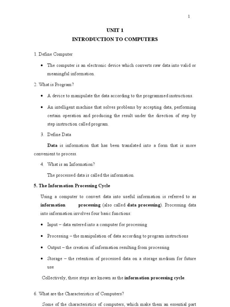 Information Processing Cycle Explained | PDF | Computer Data Storage ...