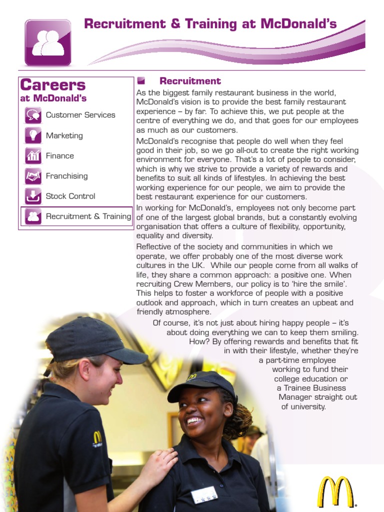 MCD Recruitment Training | PDF | Mc Donald's | Employment