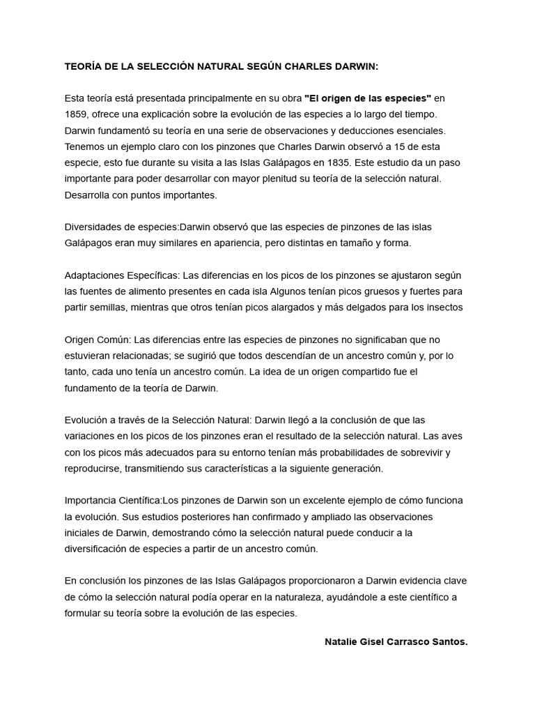 Selección Natural en Pinzones de Darwin | PDF | Ciencia y matemáticas