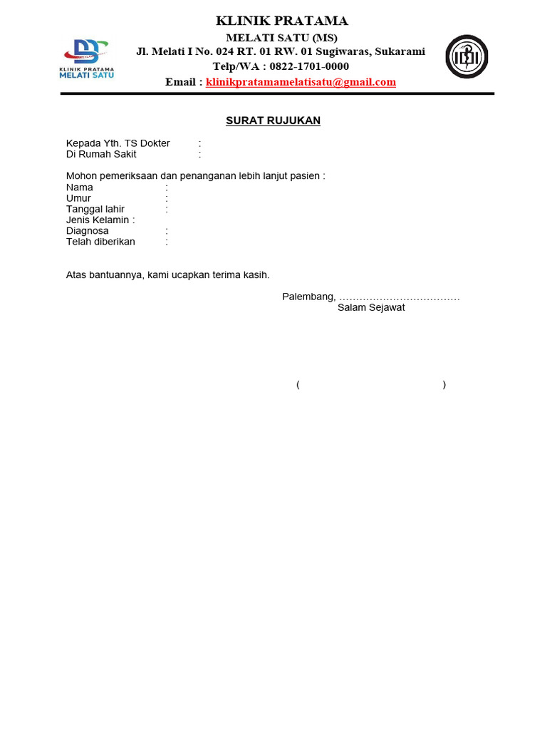 Surat Rujukan Pasien Klinik Melati | PDF | Pengembangan Diri ...