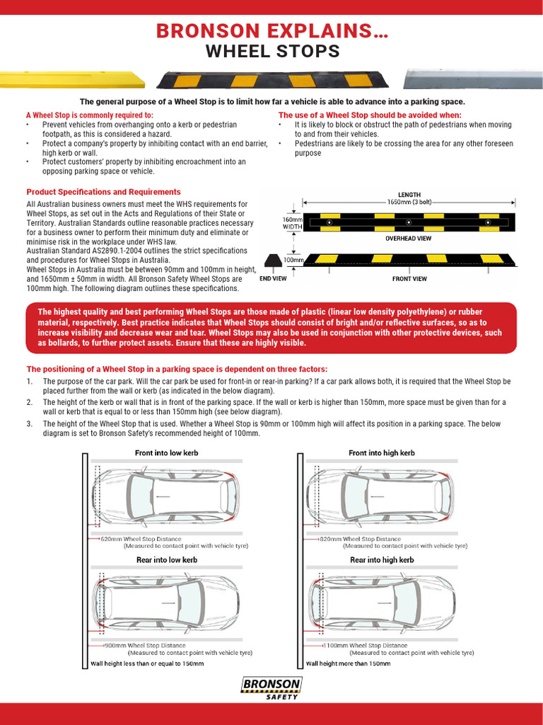 Bronson Safety Wheel Stop Guidelines | PDF | Vehicles | Safety