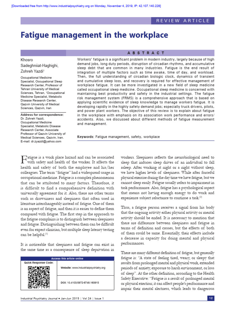 IndPsychiatryJ24112-4110917 112509 | PDF | Shift Work | Sleep