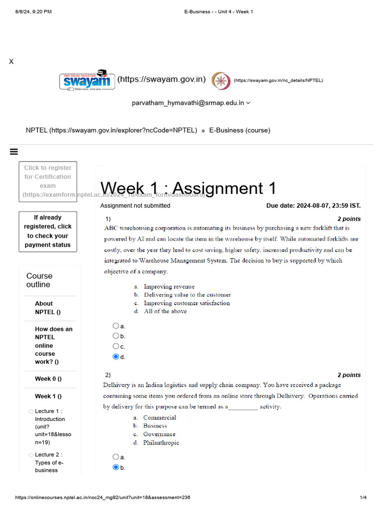 E-Business - Unit 4 - Week 1 | PDF | Electronic Business