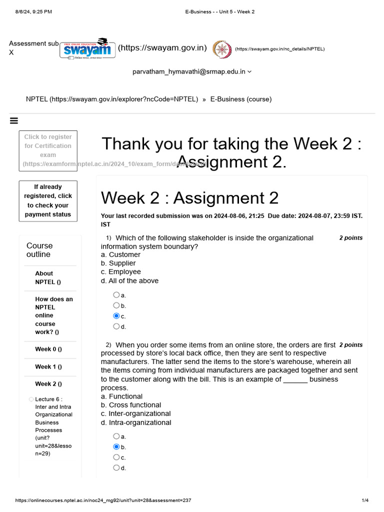 Week 2 E-Business Assignment Overview | PDF | Enterprise Resource ...