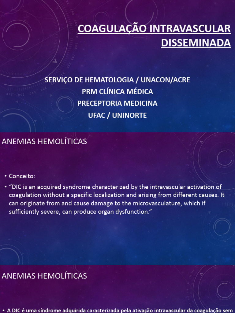 Coagulação Intravascular Disseminada: Conceitos e Tratamento | PDF ...