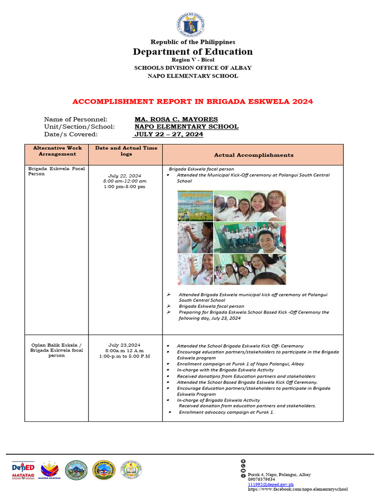 Brigada Eskwela 2024 Accomplishments | PDF