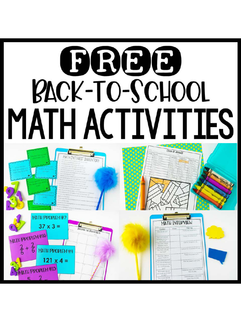 FreeBacktoSchoolMathActivities 1 | PDF | Mathematics | Color