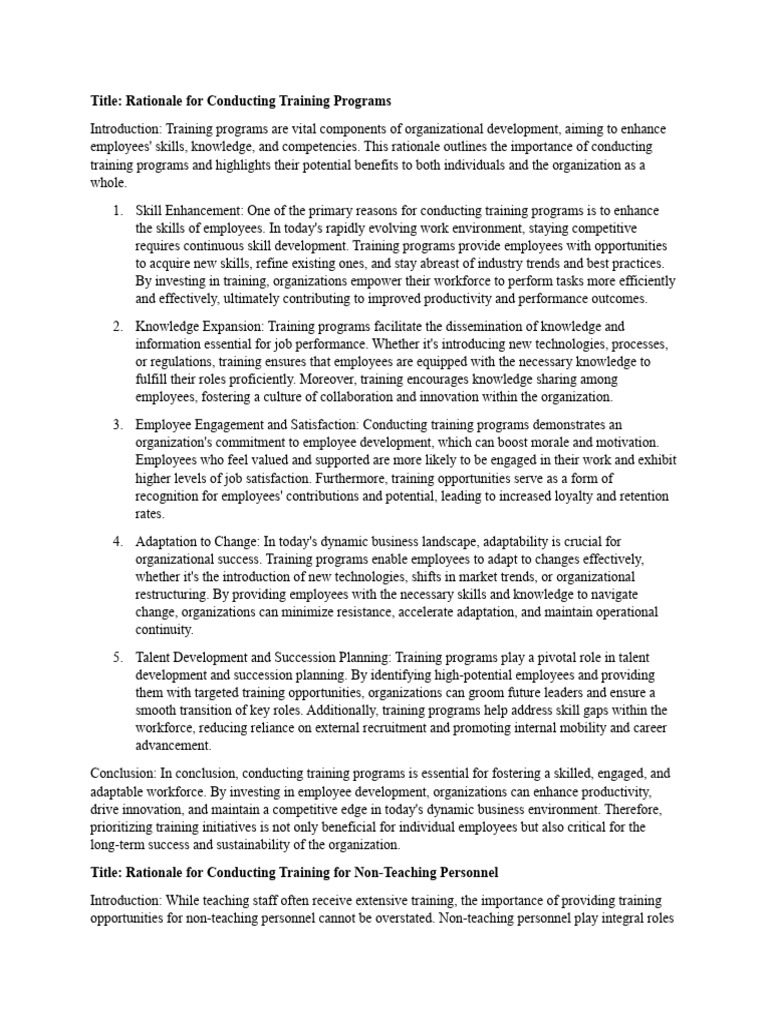 Importance of Training Programs for Employees | PDF | Educational ...