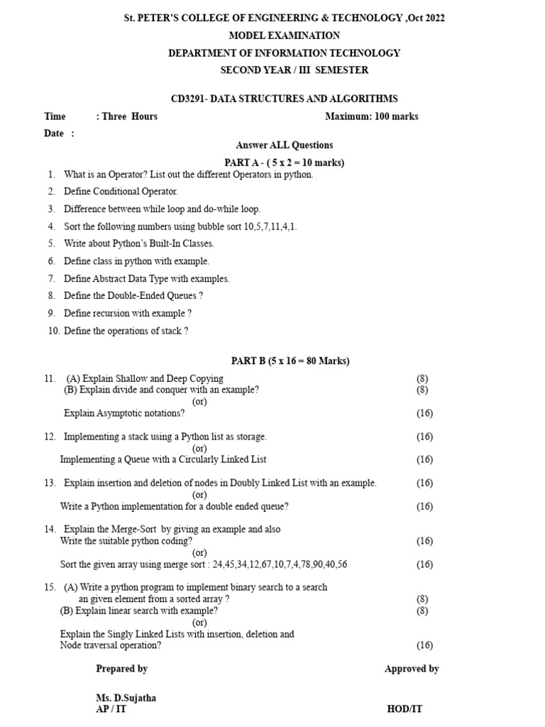 cd3291-data-structures-modeli-qp | PDF | Algorithms And Data Structures ...