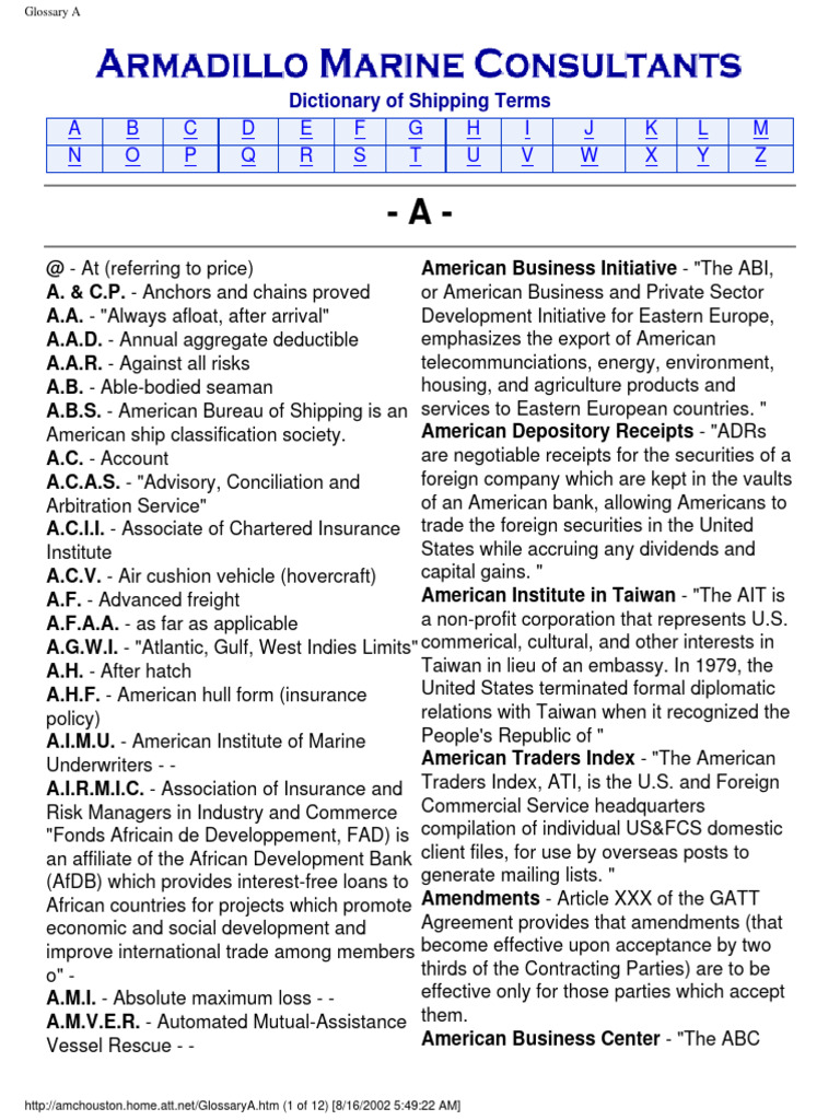 Shipping Terms Glossary A | PDF | Dumping (Pricing Policy) | Business