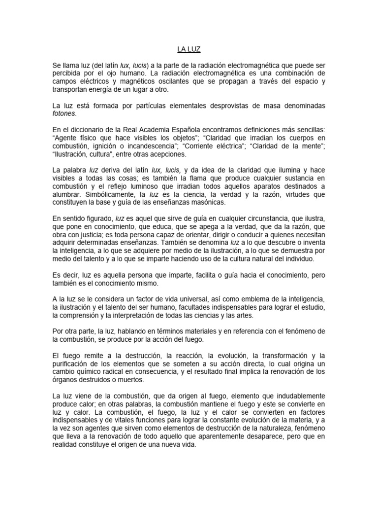 La luz: conocimiento y transformación | PDF | Evolución | Vida