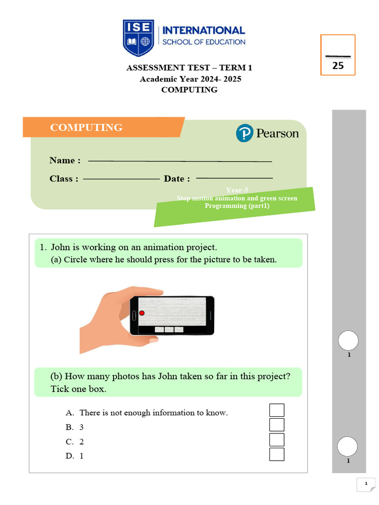 Year 5 Computing Animation Assessment | PDF | Animation | Computing