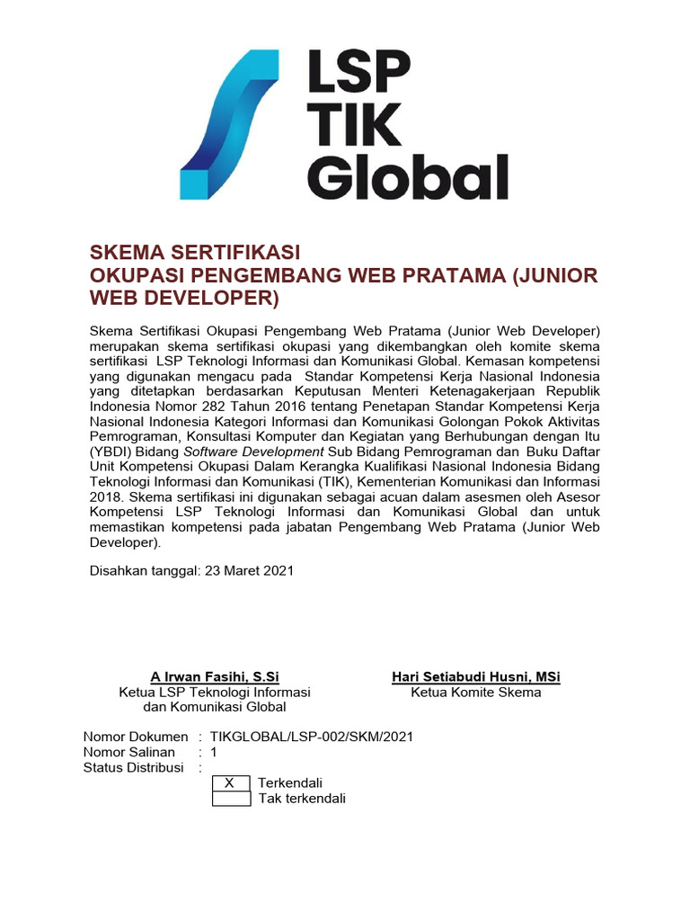 Skema Sertifikasi Junior Web Developer | PDF | Bisnis | Teknologi ...
