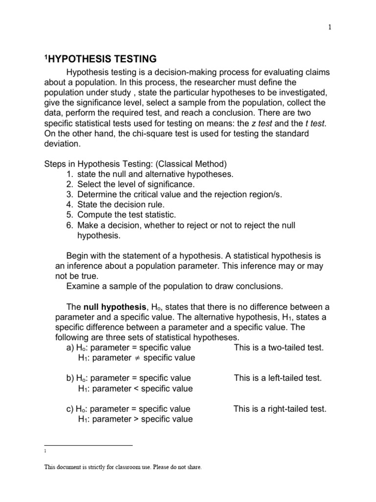 Hypothesis Testing Overview and Examples | PDF | Statistical Hypothesis ...