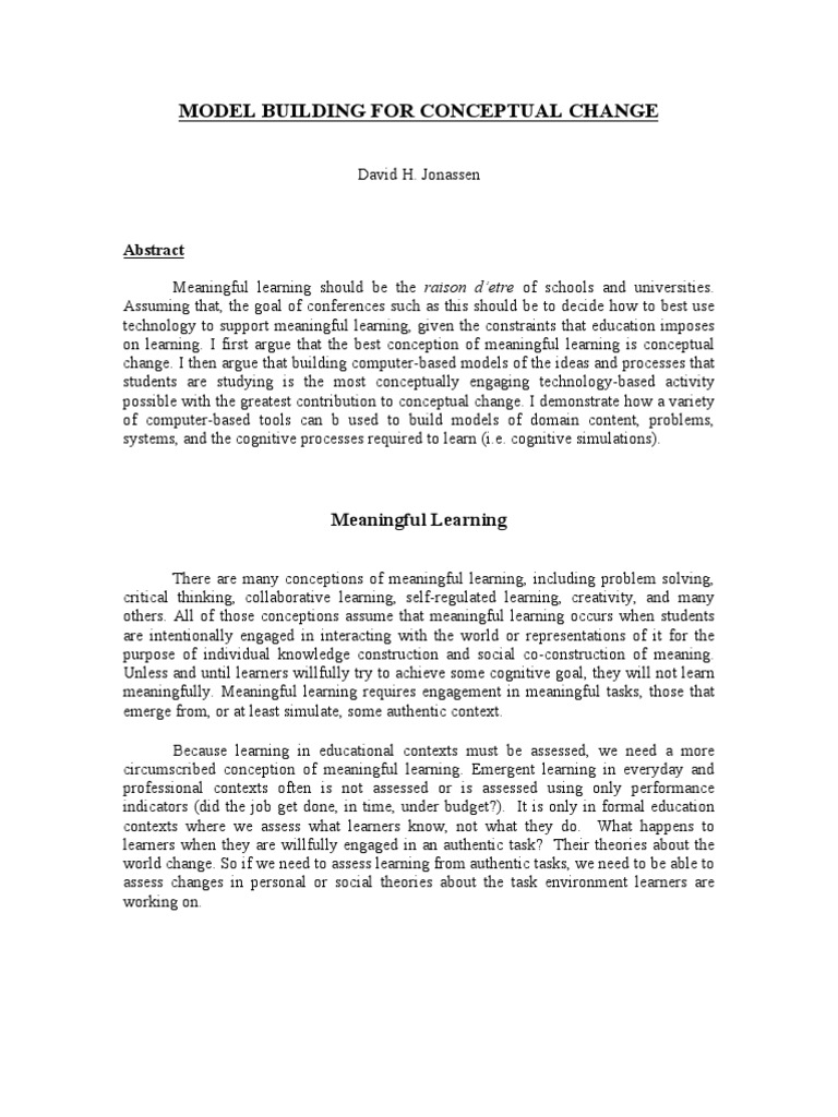 Model Building for Conceptual Change | PDF | Conceptual Model | Mole (Unit)