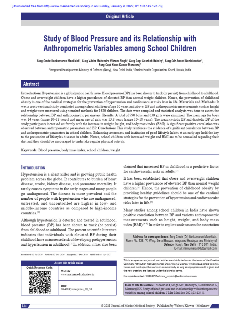 Blood Pressure and Growth in Children | PDF | Blood Pressure | Hypertension