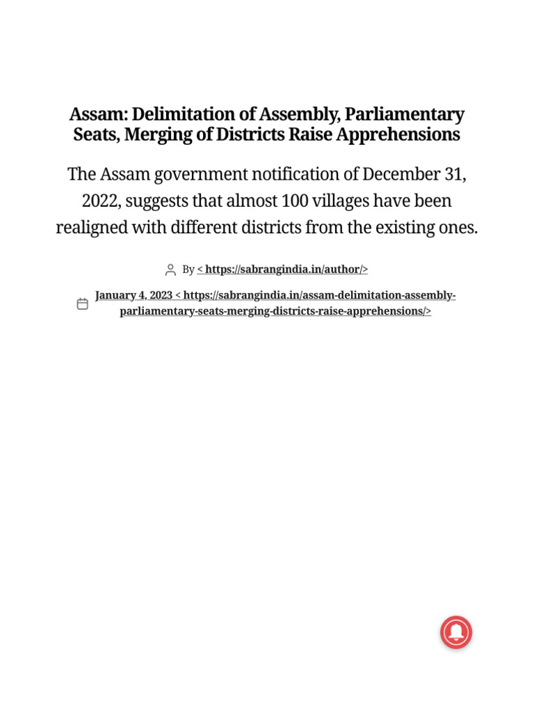 Assam delimitation of assembly parliamentary seats merging of