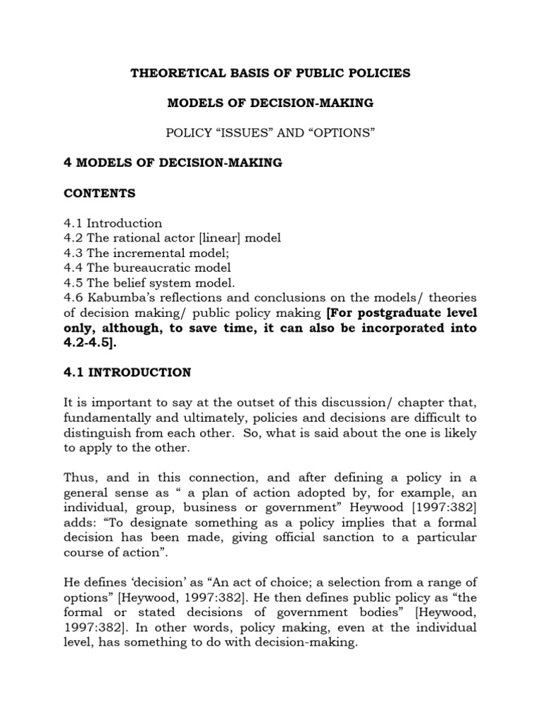 Lecture Notes Topic 4- MODELS OF DECISION-MAKING | PDF | Rationality ...