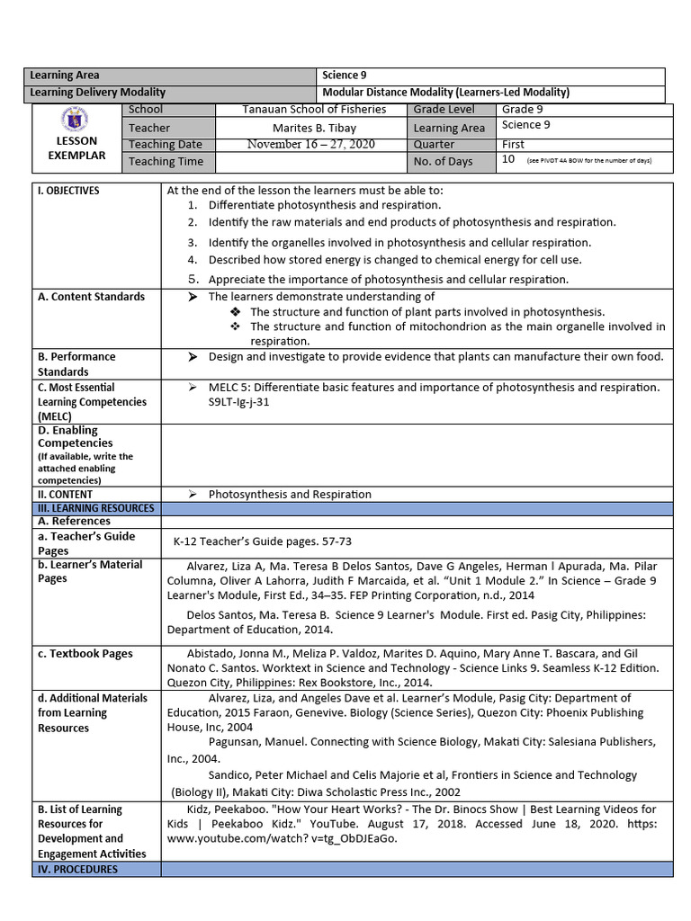 Photosynthesis vs. Respiration Lesson Plan | PDF | Photosynthesis ...
