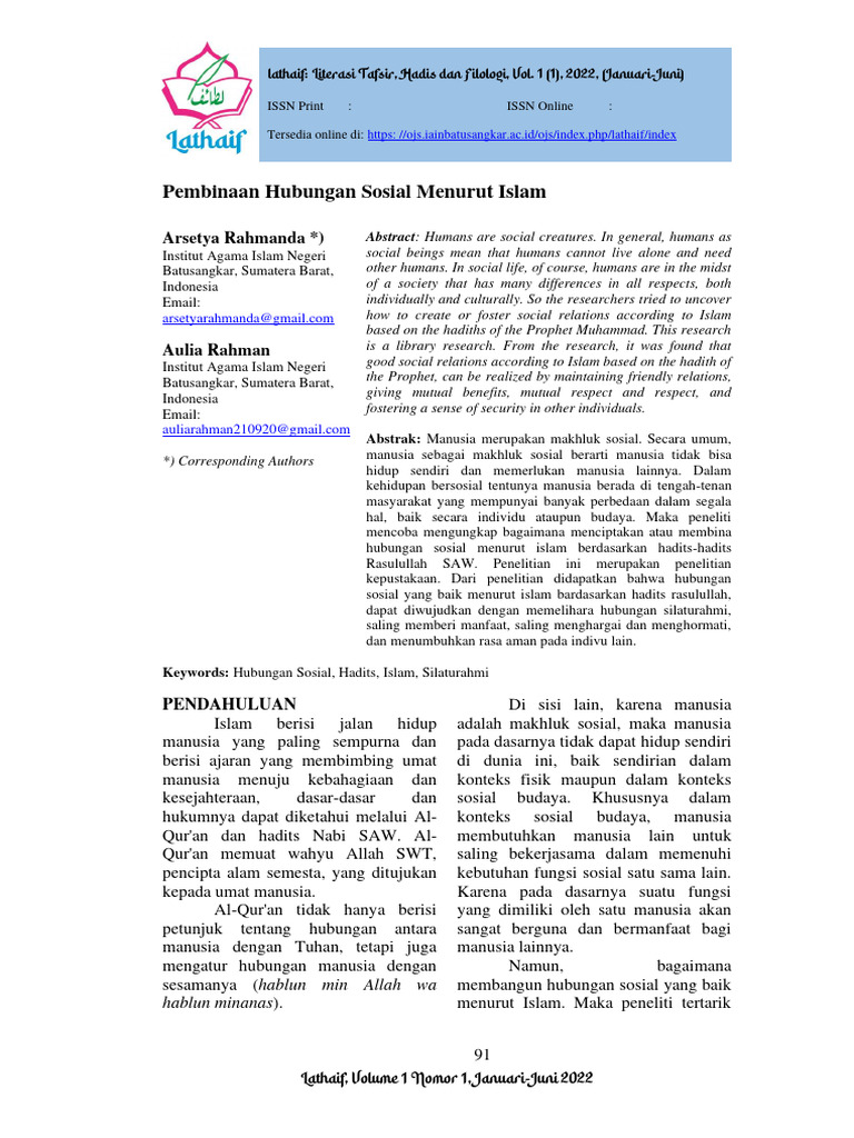 Pembinaan Hubungan Sosial dalam Islam | PDF | Sains & Matematika