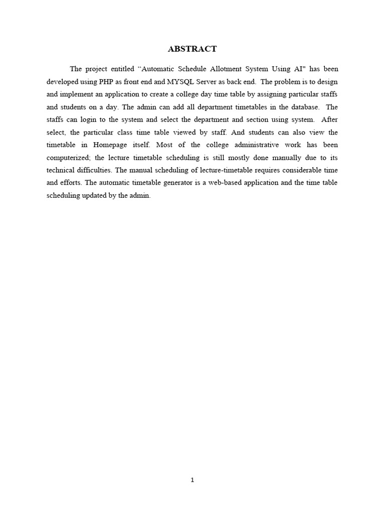 Req fulldoc avc msc cs automatic schedule allocate system pdf