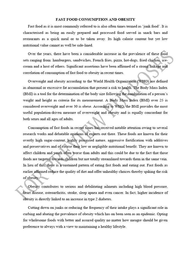 Fast Food's Impact on Obesity Rates | PDF | Obesity | Body Mass Index