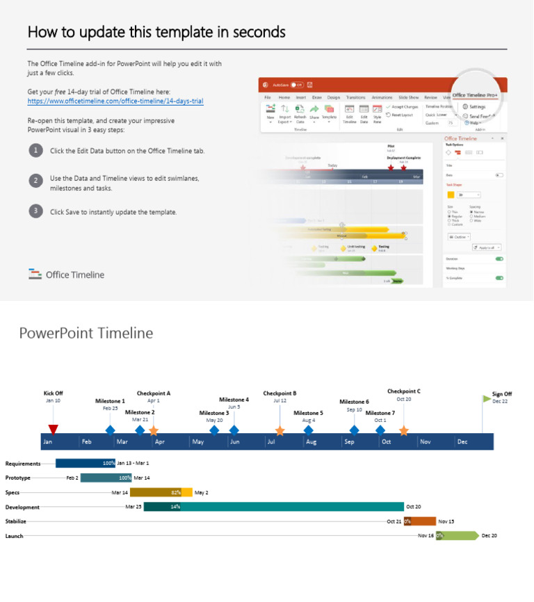 PowerPoint Excel Timeline Template Widescreen | PDF